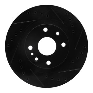 Mazda Protege Brake Rotor (1) - Front Right - R1 Concepts - Drilled & Slotted - Black - `99-`03